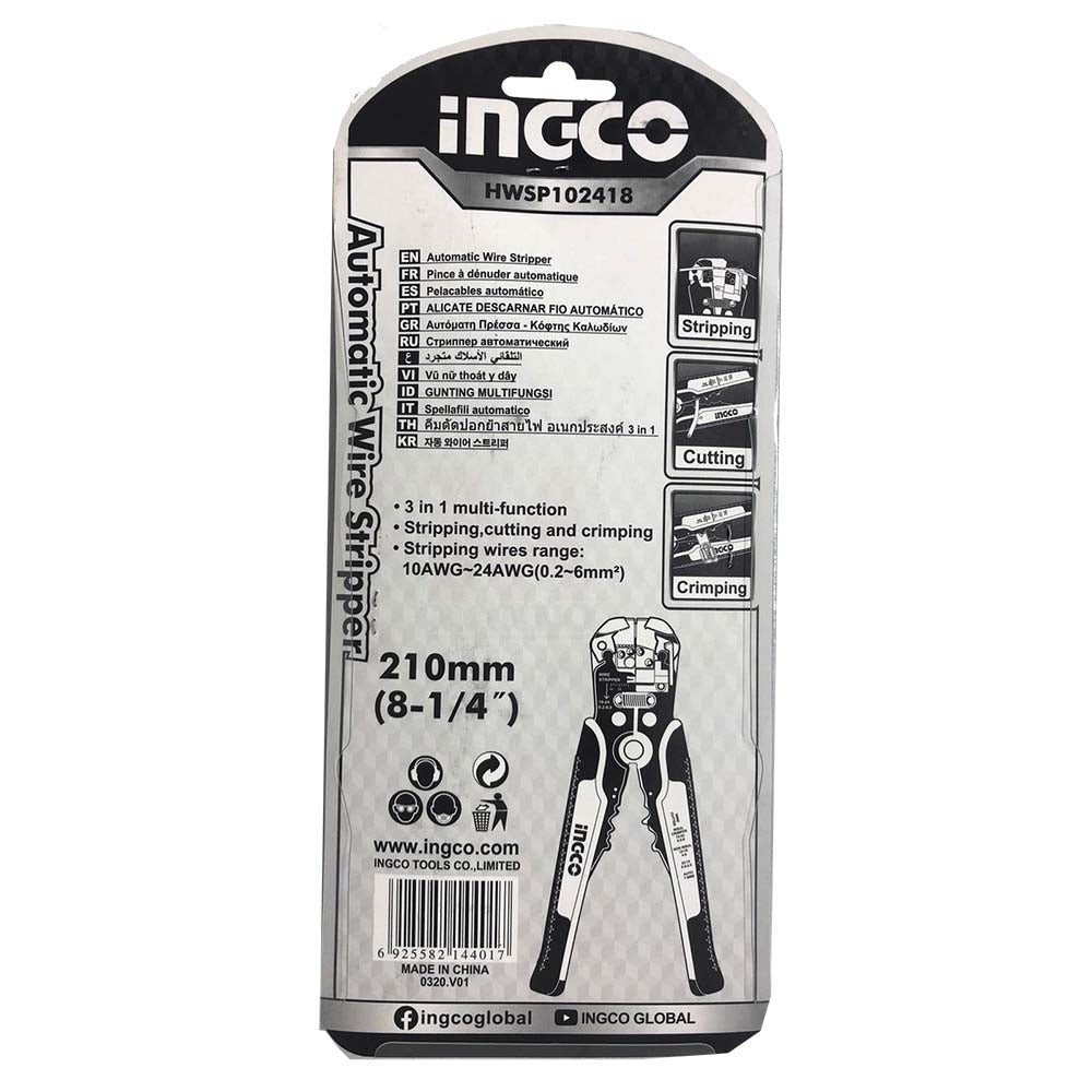 PINZA PELACABLE INGCO 210mm 3en1 - HWSP102418