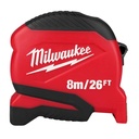 CINTA MÉTRICA MILWAUKEE COMPACTA RETRACTIL 8MX25MM - ESCALA METRICA Y EN PULGADAS 