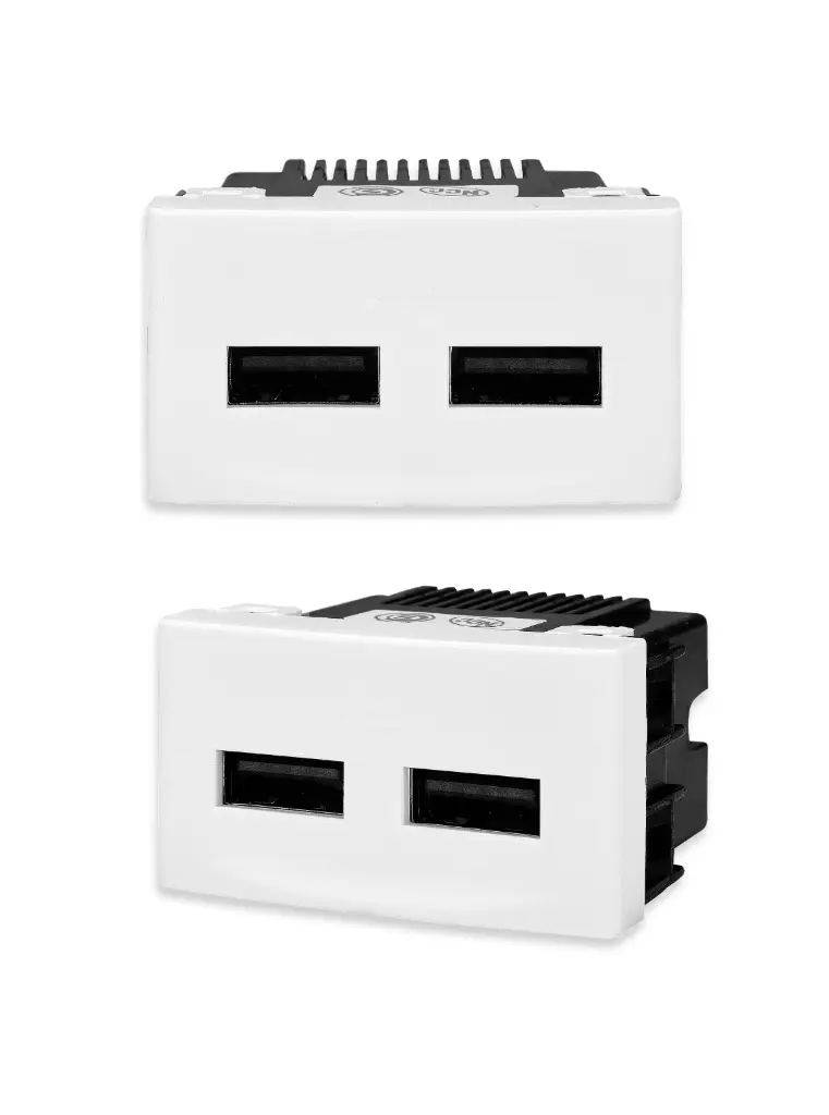 TOMA DOBLE USB BLANCO CON BASTIDOR.KS40490