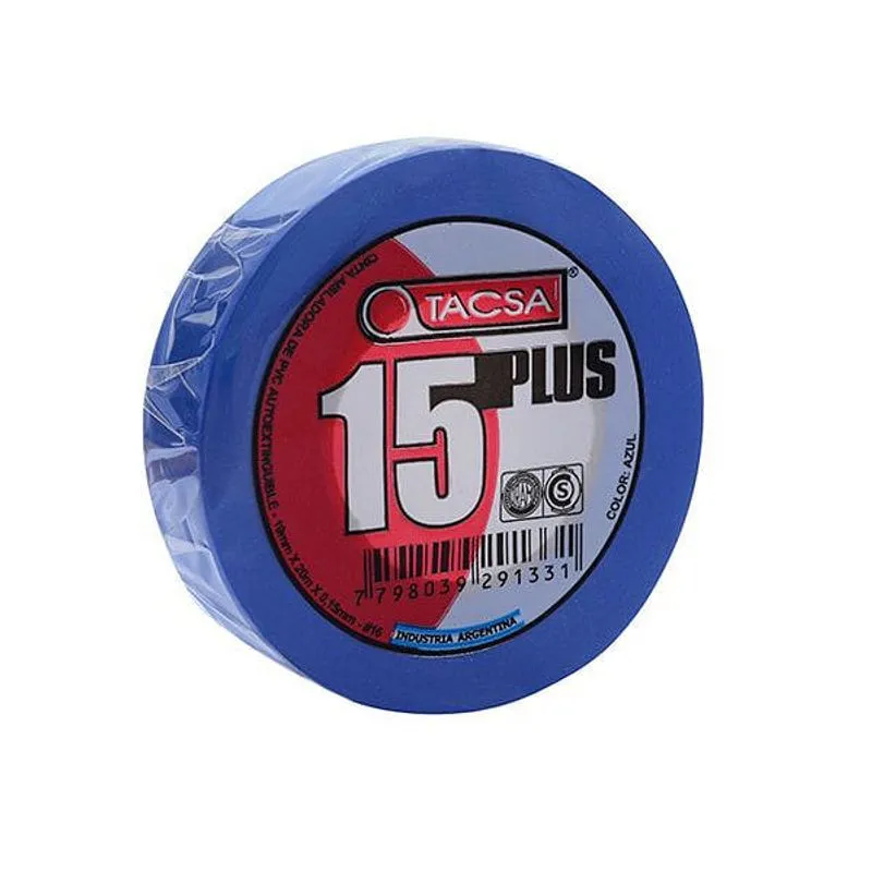 CINTA AISLADORA PLUS CELESTE 20MTS TACSA