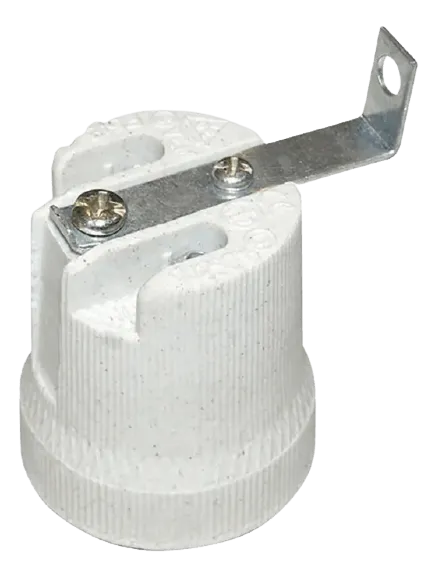 [150230200003] PORTALAMPARA CERAMICO E27 CON SOPORTE  L