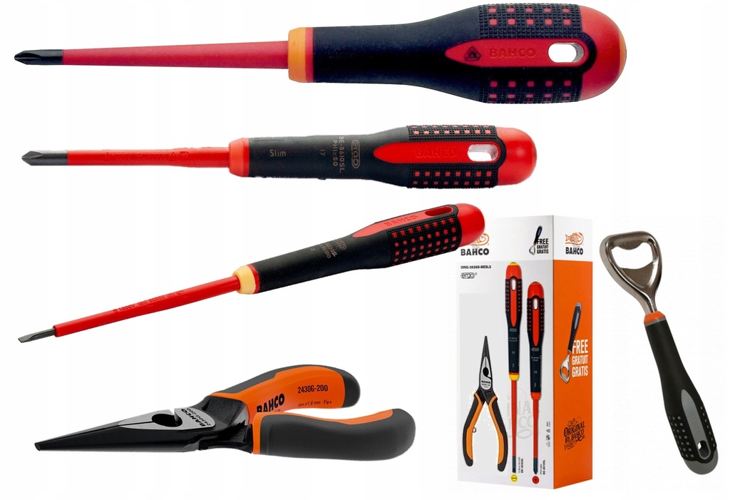 [ORIG2628GBESL3] SET DESTORNILLADORES PUNTA PHILLIPS Y RECTA + ALICATE - 4 PIEZAS BAHCO ORIG2628GBESL3