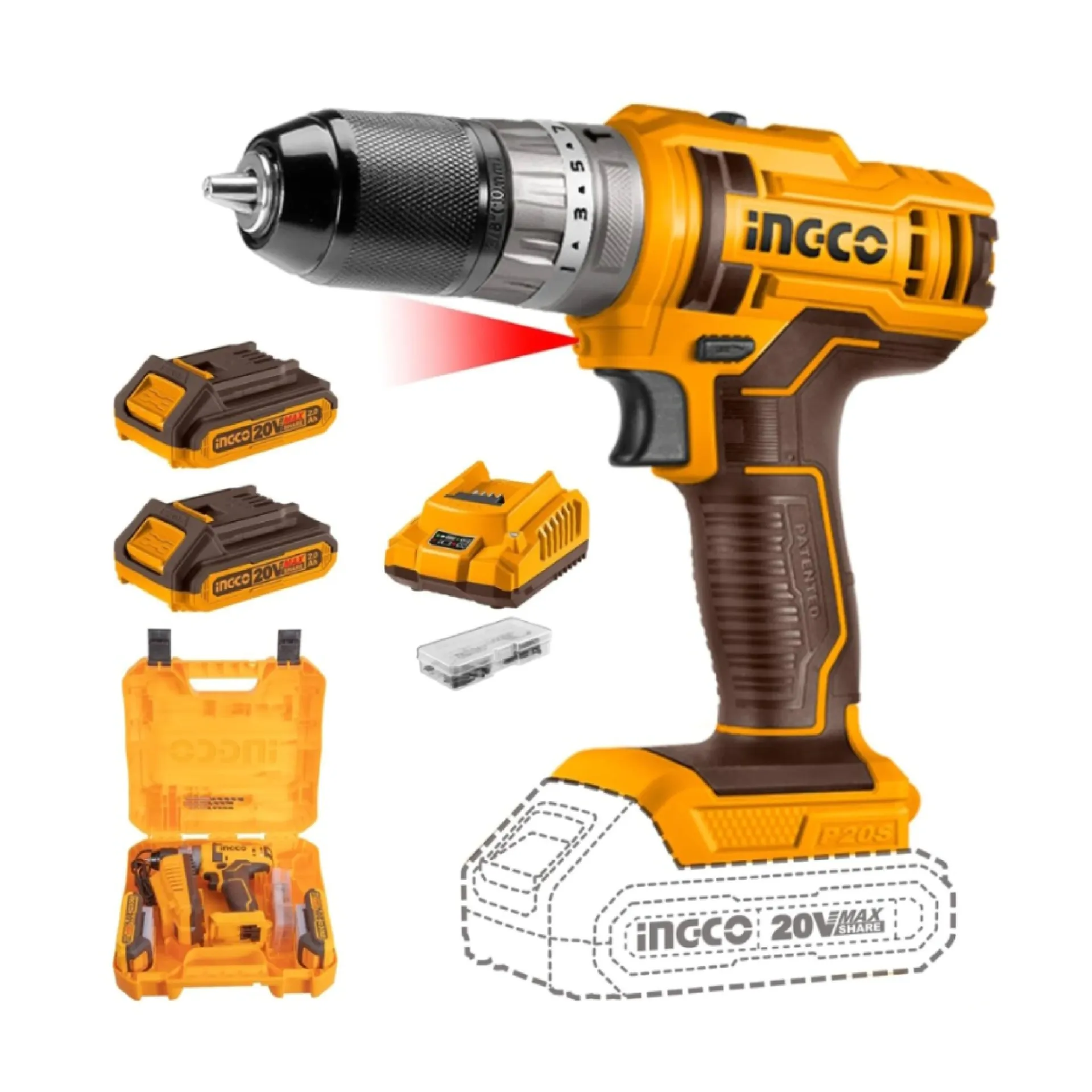 [CIDLI20508-4] TALADRO ATORNILLADOR PERCUTOR INDUSTRIAL 20V BRUSHLESS (INCLUYE CARGADOR + 2 BAT)