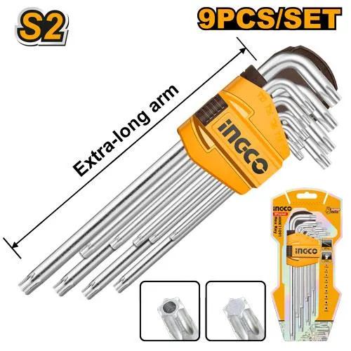 [HHK13092] SET LLAVE TORX INDUSTRIAL BRAZO LARGO T10 A T50 9PCS